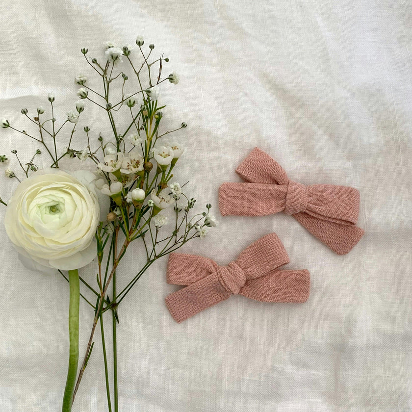 Skinny Ribbon Pigtail Bows, Pink