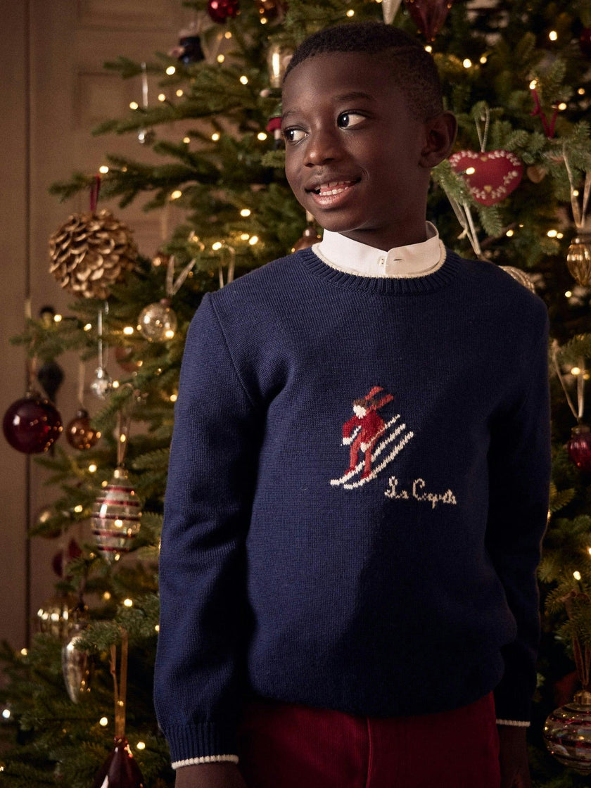 Navy Ski Merino Kids Jumper