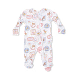 Rodeo Patches Pink - 2 Way Ruffle Back Zipper Footie
