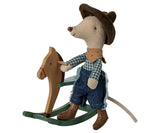 Cowboy mouse on rocking horse, Little brother