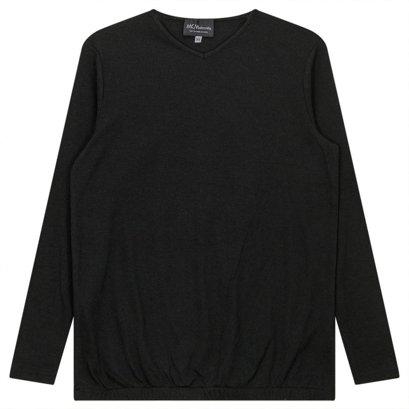 Ribbed Maternty V-Neck Bubble Top