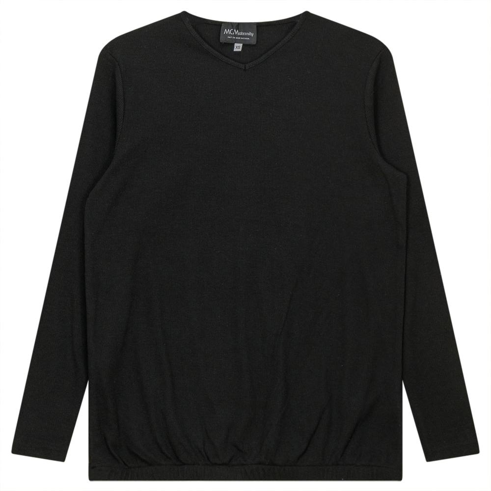 Ribbed Maternty V-Neck Bubble Top