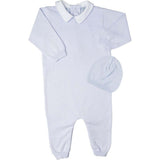 Boys Pique Collar Diamond Knit Longall & Hat Blue