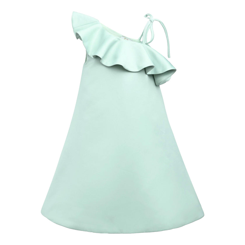 Green Petulla Off Shoulder Ruffle Dress