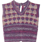 Checkered Intarsia Tie Back Sweater Vest, Purple