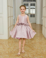 Purple Luminara Ruffle Waist Formal Dress