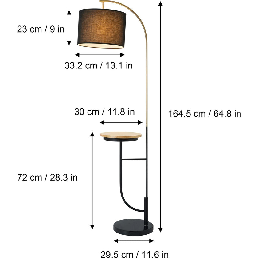 Danna 65" Modern Metal Arc Floor Lamp with Table and USB Port