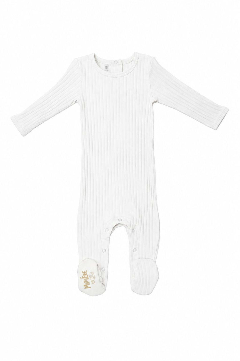 Ribbed Fine Cotton Footie White