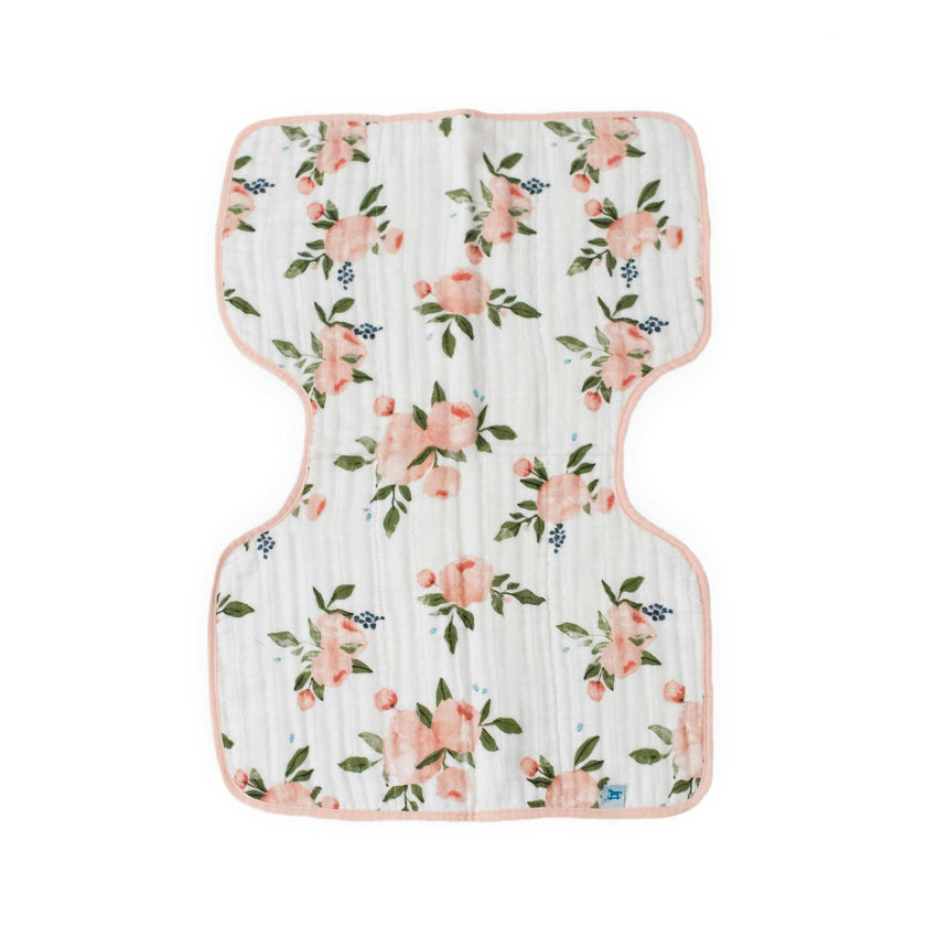 Cotton Muslin Burp Cloth - Watercolor Roses 2