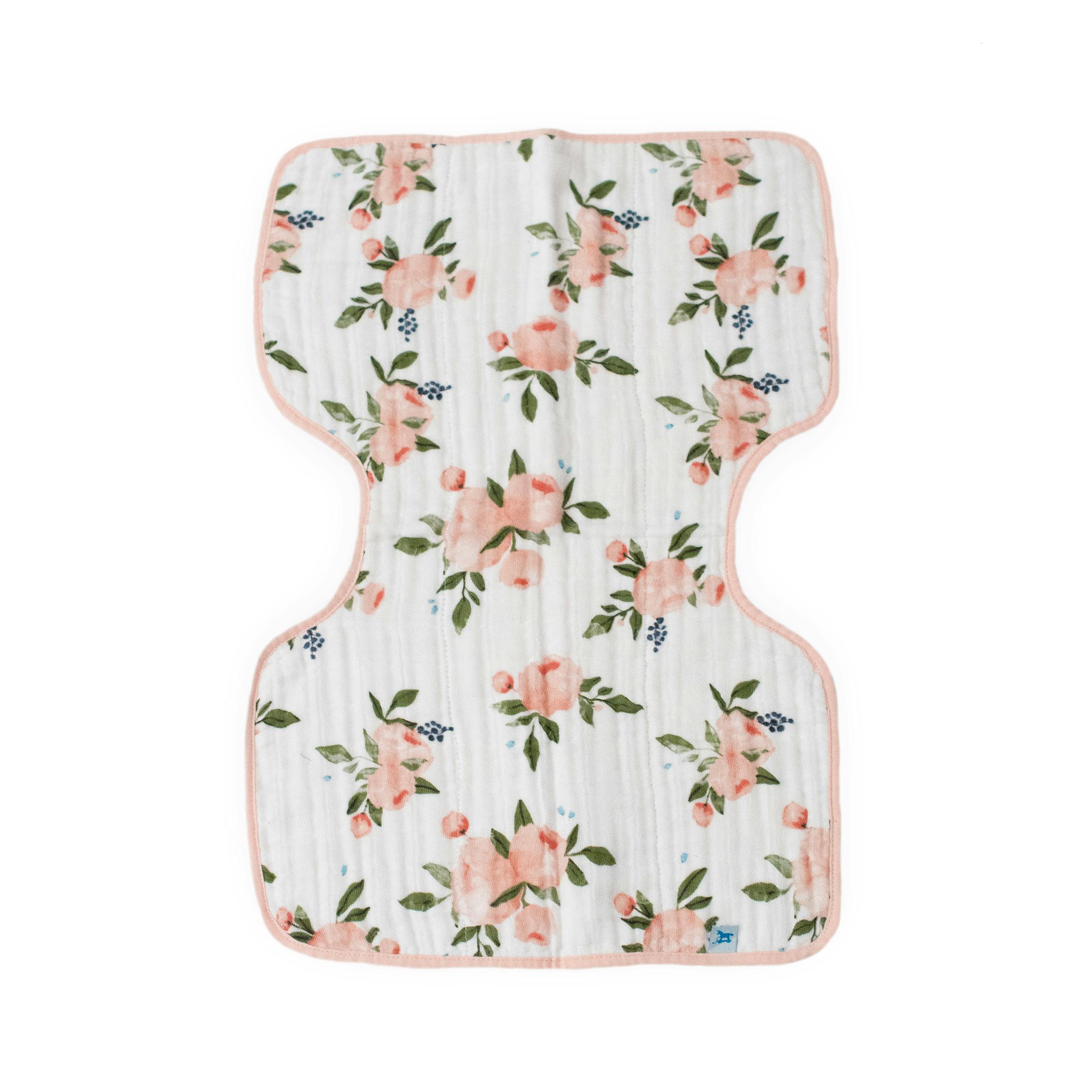 Cotton Muslin Burp Cloth - Watercolor Roses 2