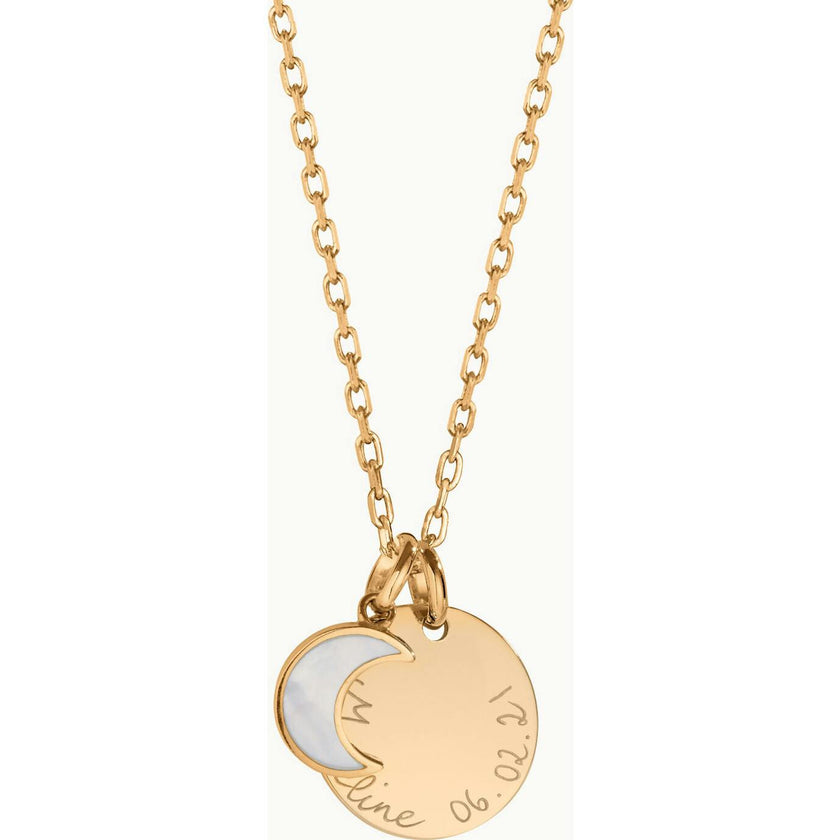 Personalized Small Mother Of Pearl Necklace, 14k Gold Plated