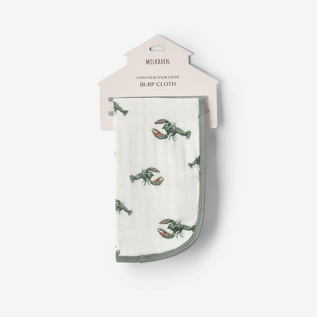 Mint Lobster Contour Four Layer Burp Cloth