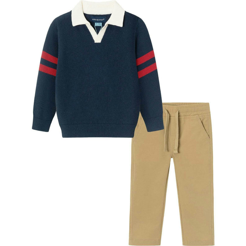 Infant 2-Piece Collared Sweater & Hybrid Pant