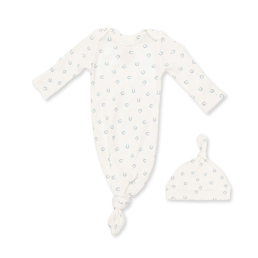 Little Horseshoes Blue - Knotted Gown and Knotted Hat