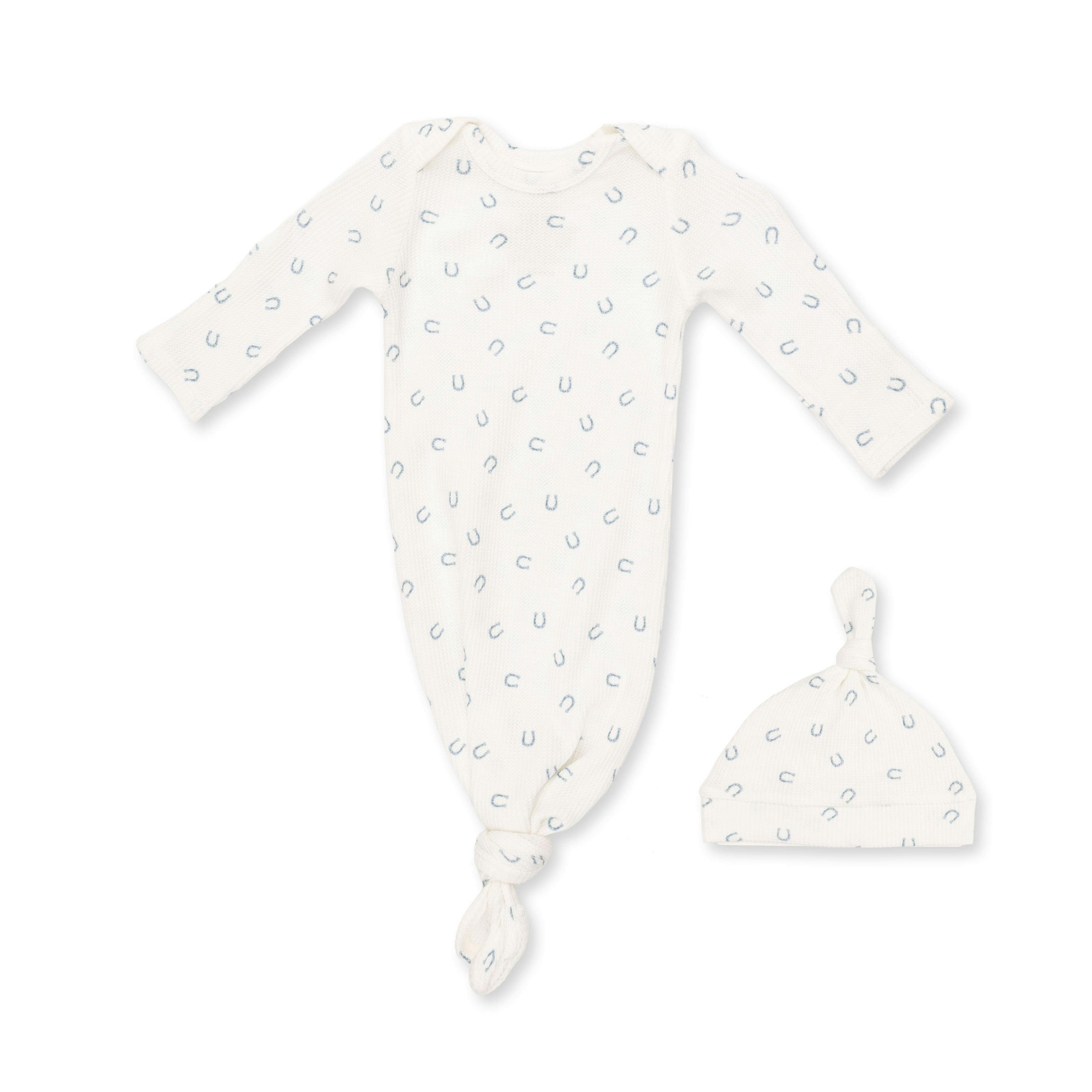 Little Horseshoes Blue - Knotted Gown and Knotted Hat