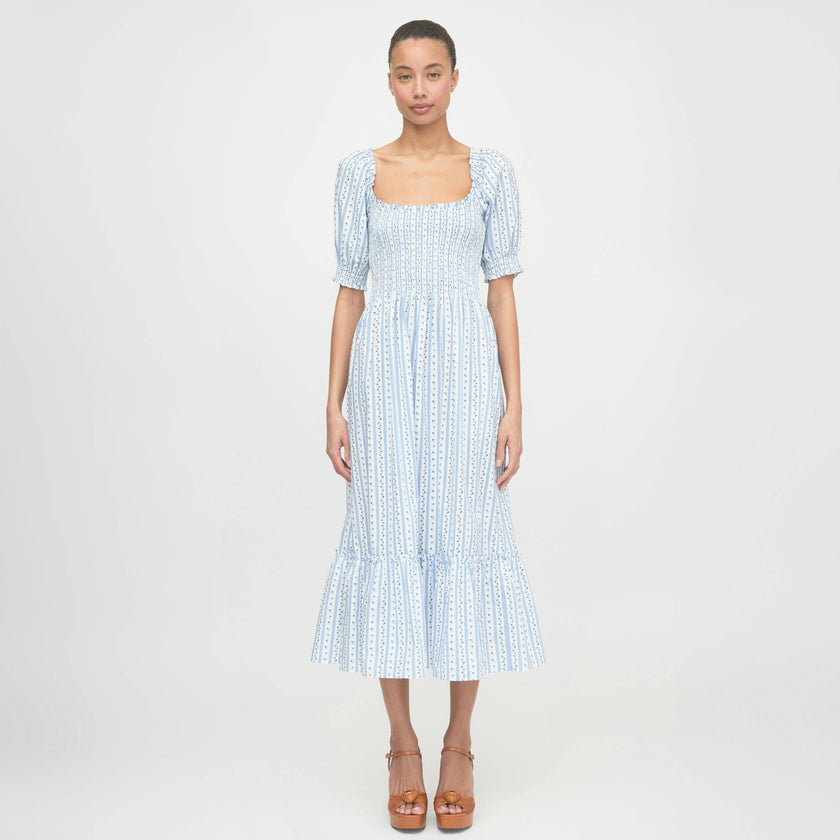 The Louisa Nap Dress - Blue Petal Stripe