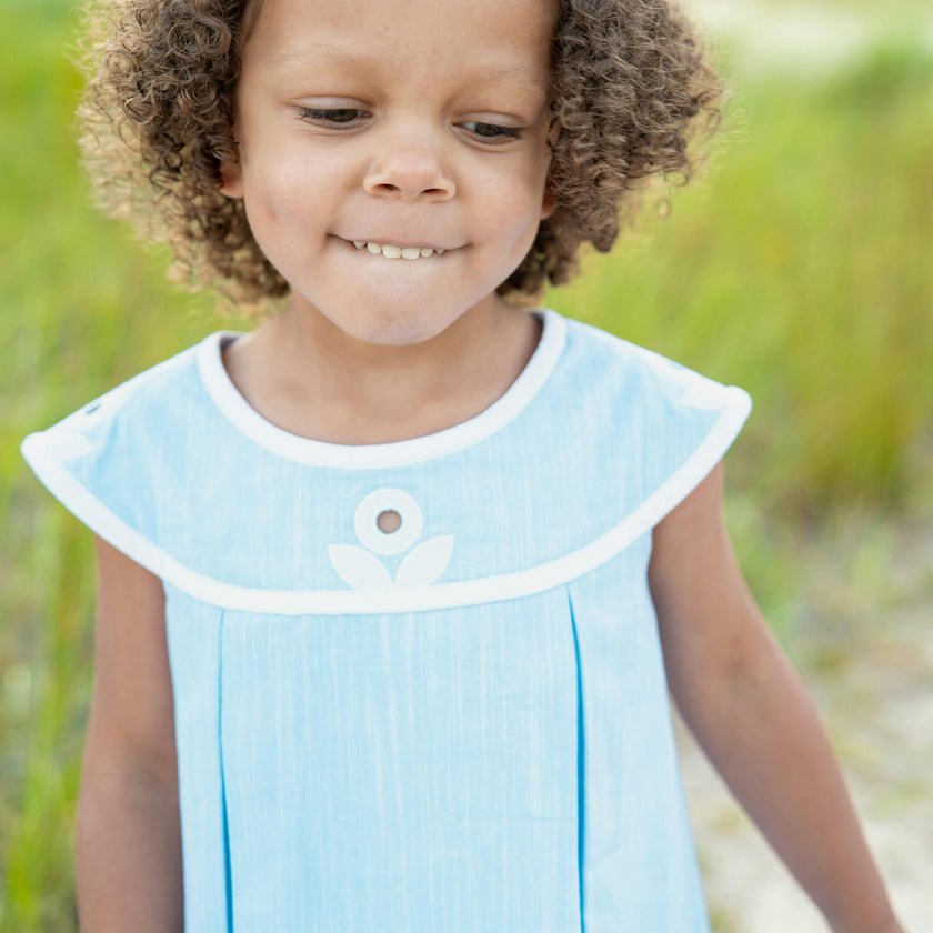 Linen Look Dress With Vintage Flower