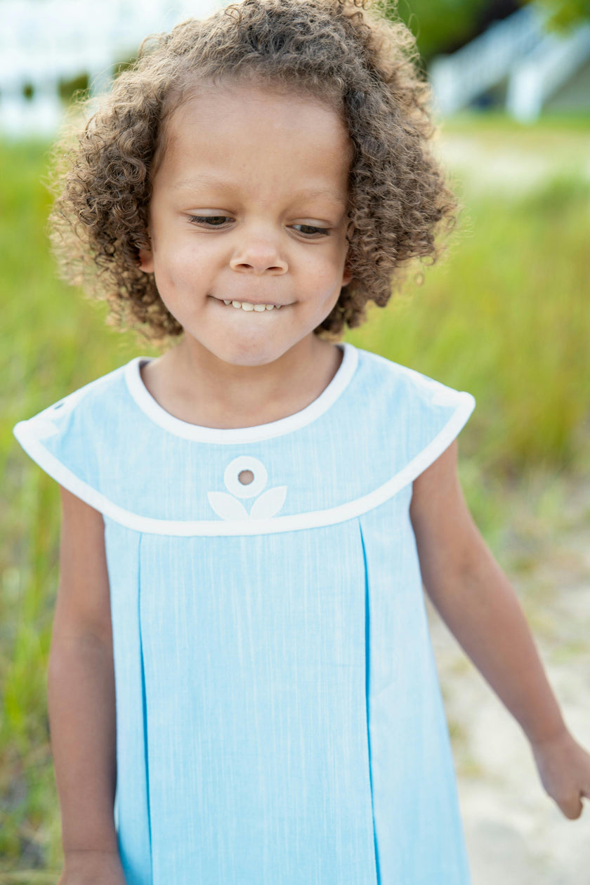 Linen Look Dress With Vintage Flower