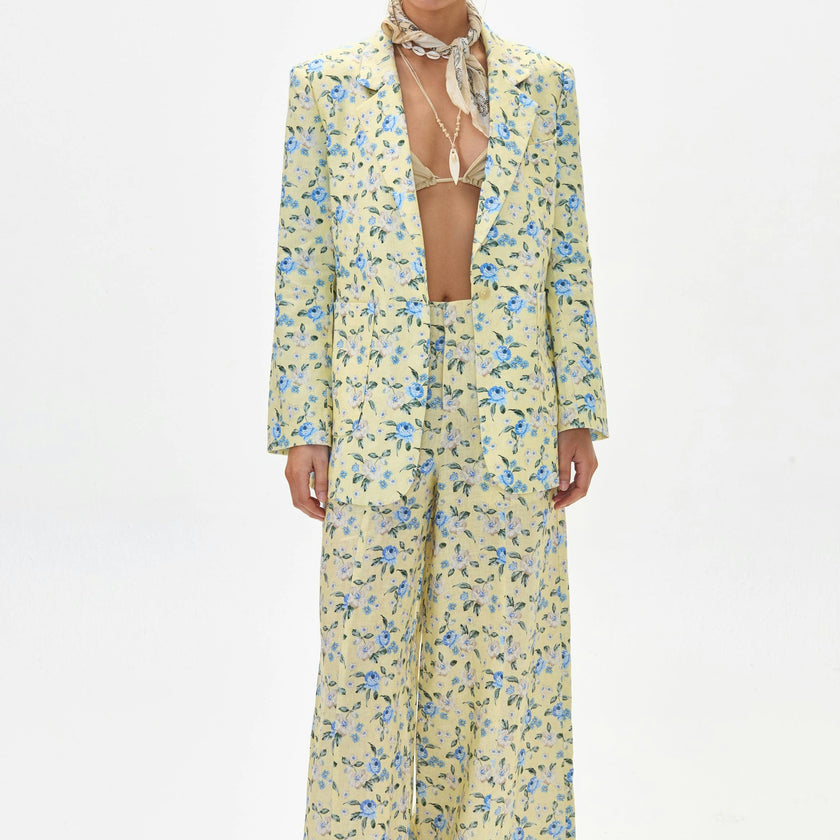 Hygge Linen Blazer - Francesca Print