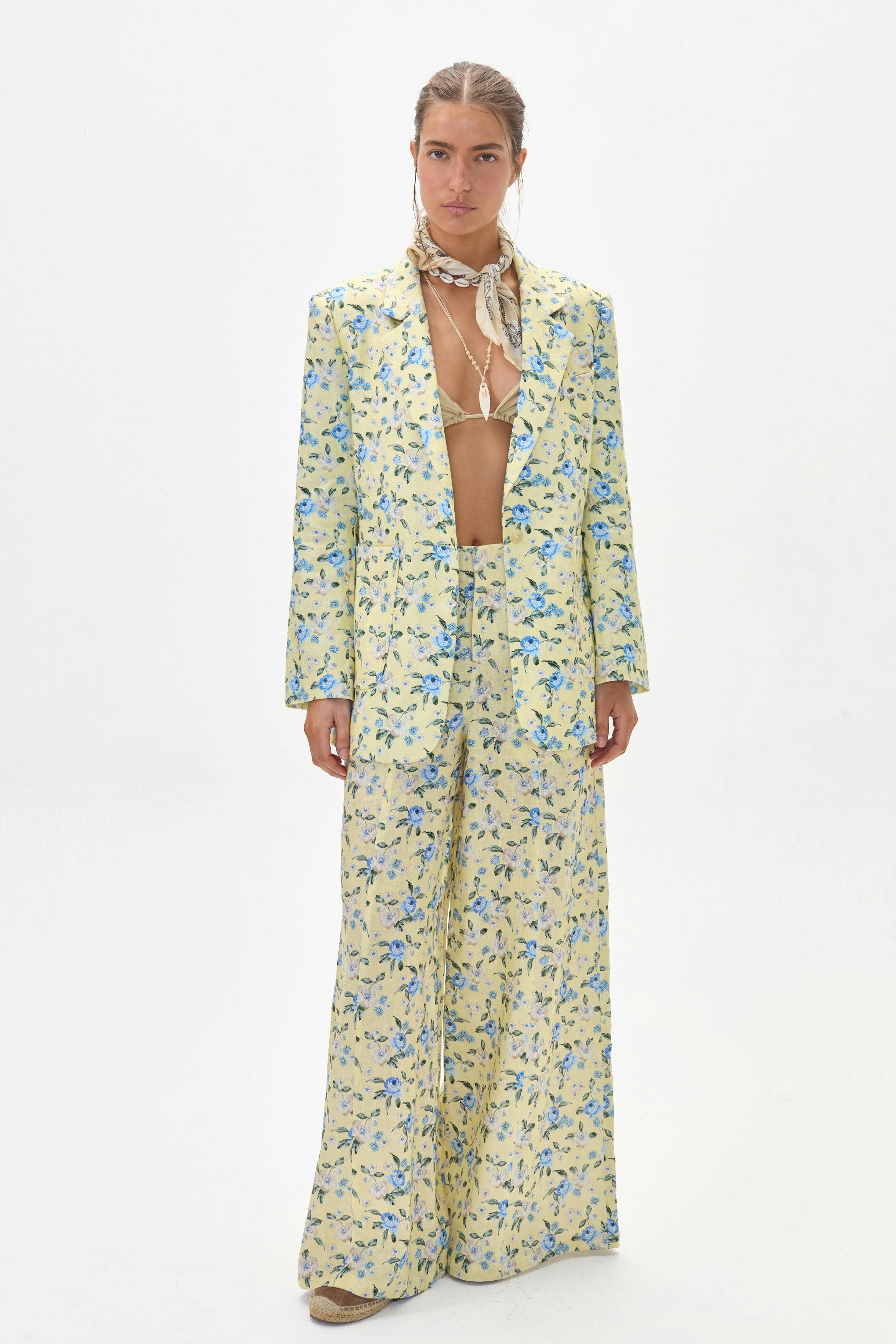 Hygge Linen Blazer - Francesca Print