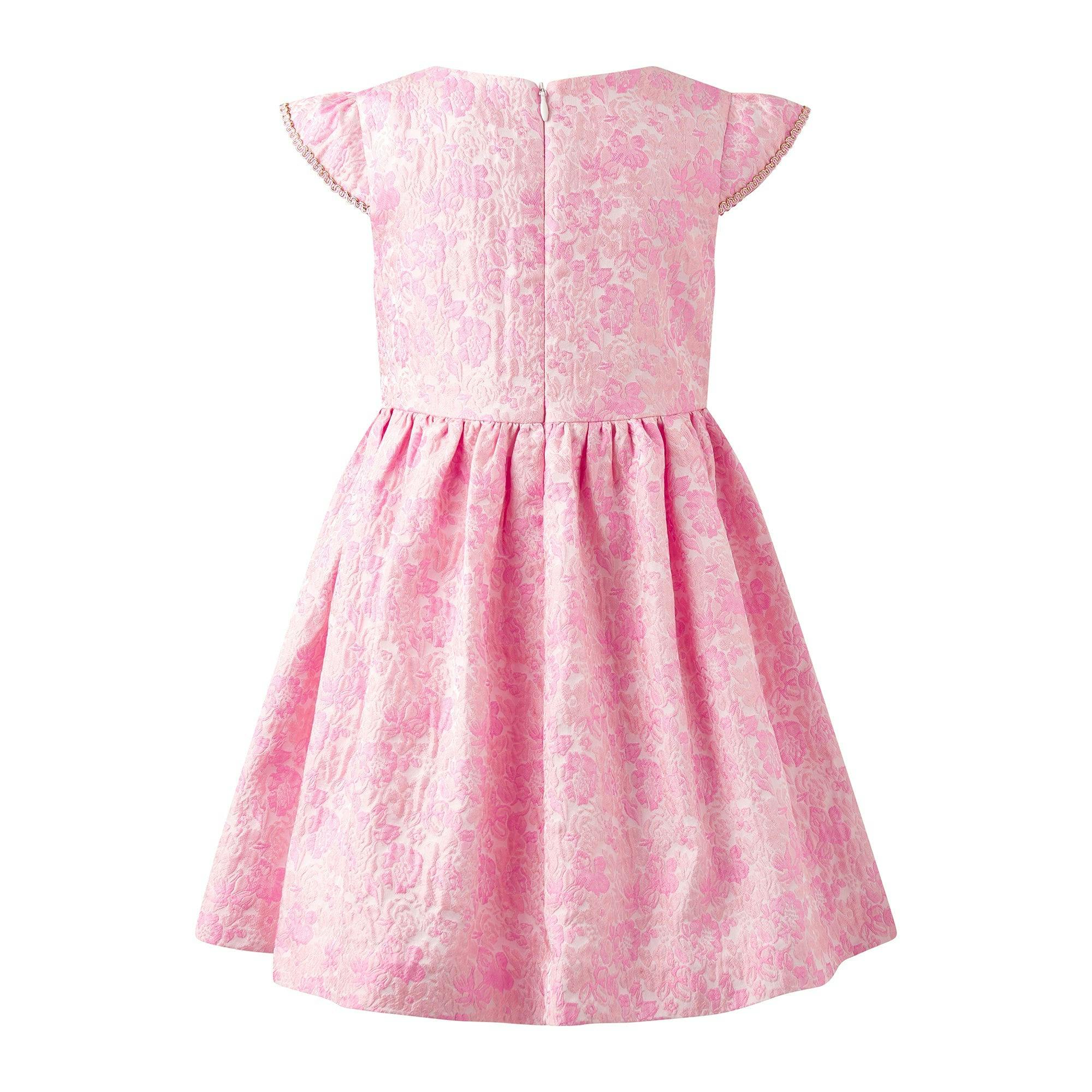 Floral Cap Sleeve Damask Dress
