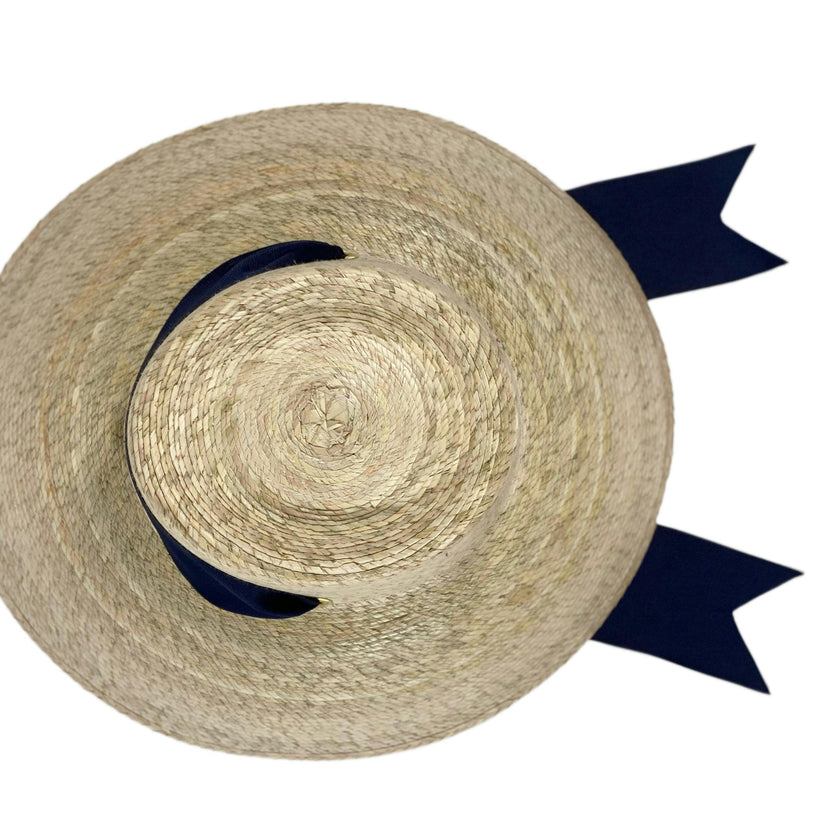 Wildflower Sun Hat (PreOrder Shipping June 15th) - Navy Wide & Short Grosgrain Ribbon
