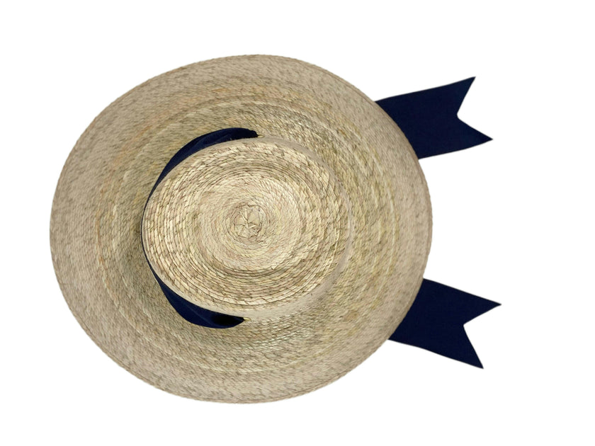 Wildflower Sun Hat (PreOrder Shipping June 15th) - Navy Wide & Short Grosgrain Ribbon