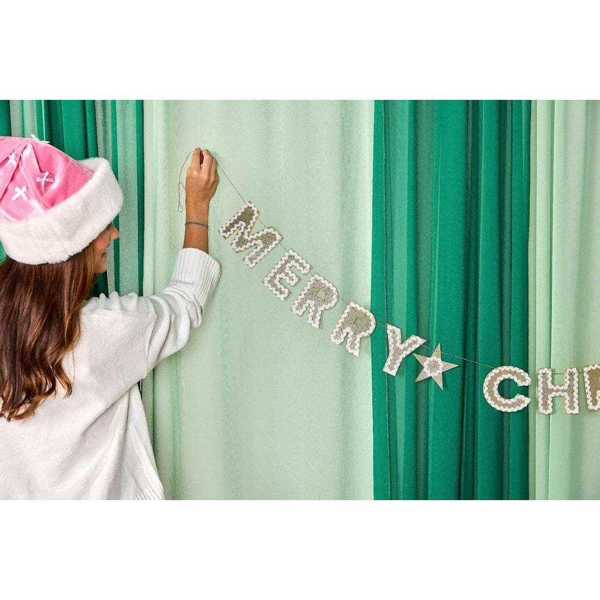 Merry Christmas Gold Shimmer Banner (Reusable Garland)