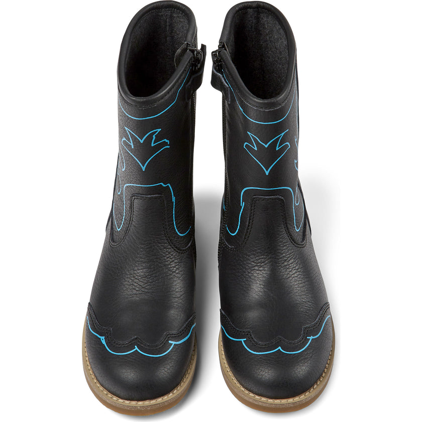 Savina Twins Print Leather Boots, Black