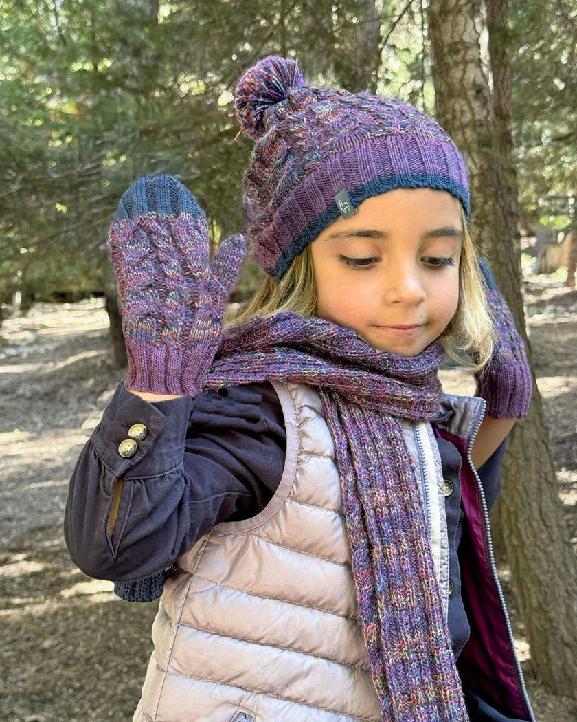 Kids Braided Pom Pom Beanie