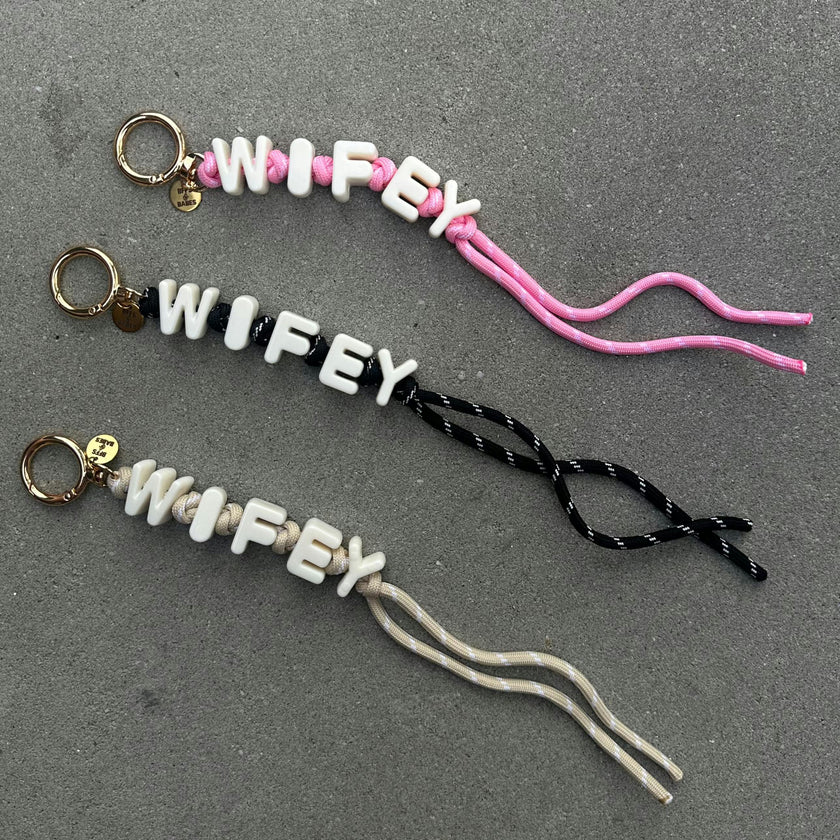 WIFEY Keychain Bag Charm, Ivory
