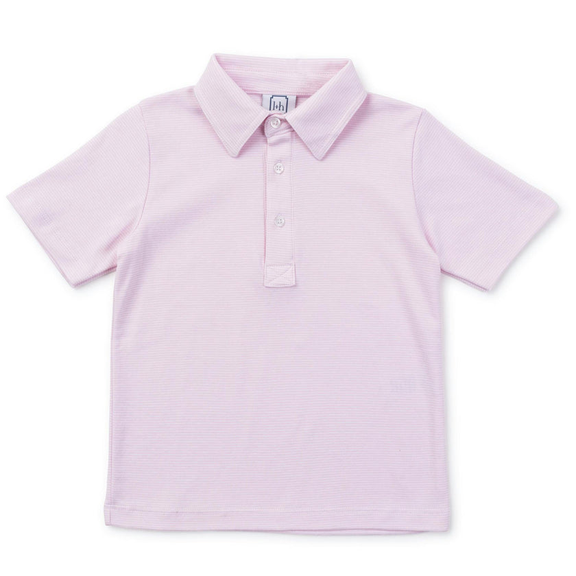 Griffin Boys' Pima Cotton Polo Golf Shirt Pink Stripes