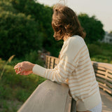 Women's Knit Sweater Cream And Tan Stripe