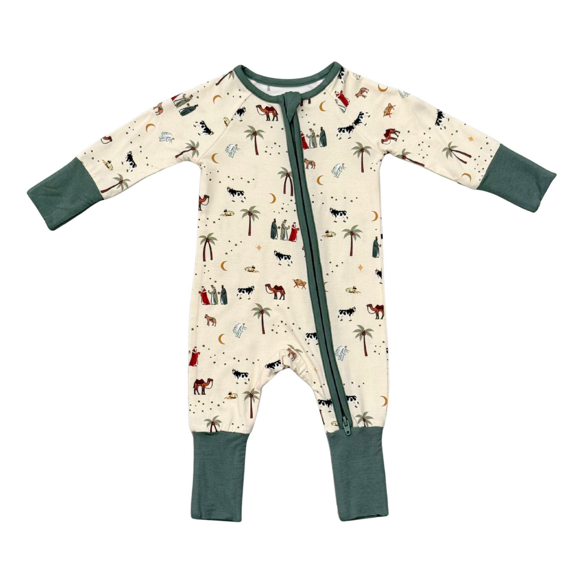 Long Sleeve Zip Romper in Nativity