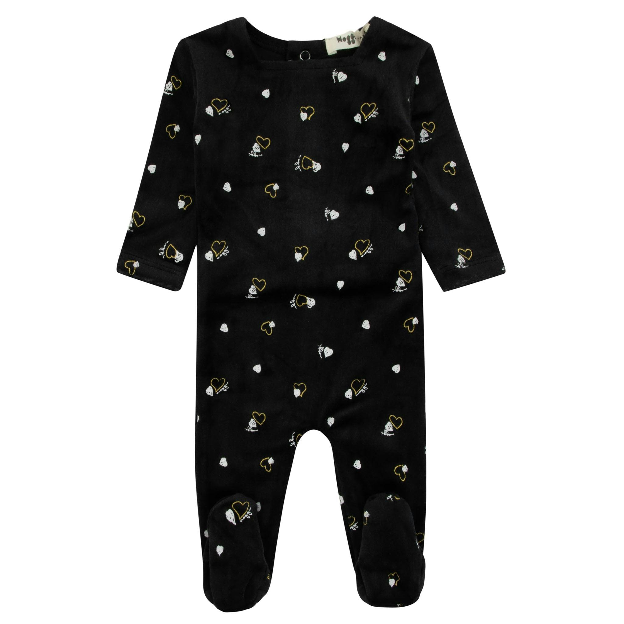 Velour Heart Printed Footie