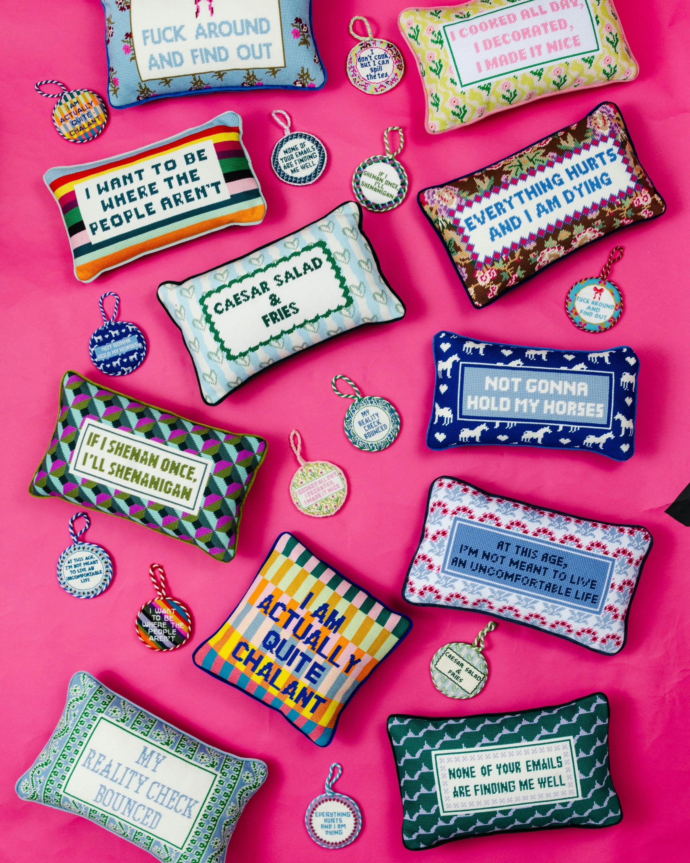 Uncomfortable Needlepoint Pillow