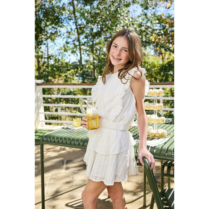 Emma Top White Floral Block Print