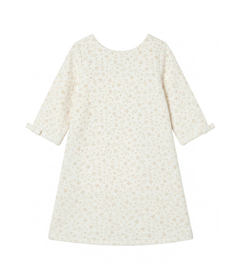Camille Girl Dress, White Gold Lily