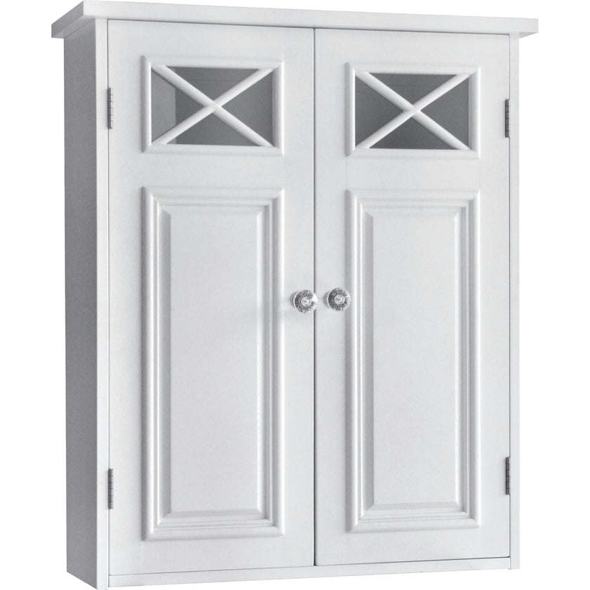 Dawson Wooden Wall Cabinet with Cross Molding and 2 Doors