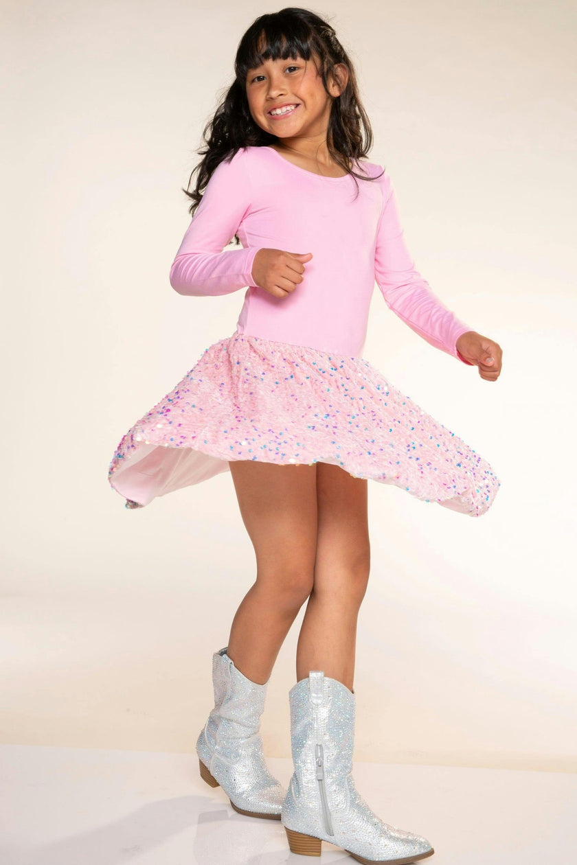 Simply Soft Long Sleeve Sequin Be Happy Dress