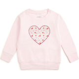 Dainty Rose Pearl Heart Patch Sweatshirt