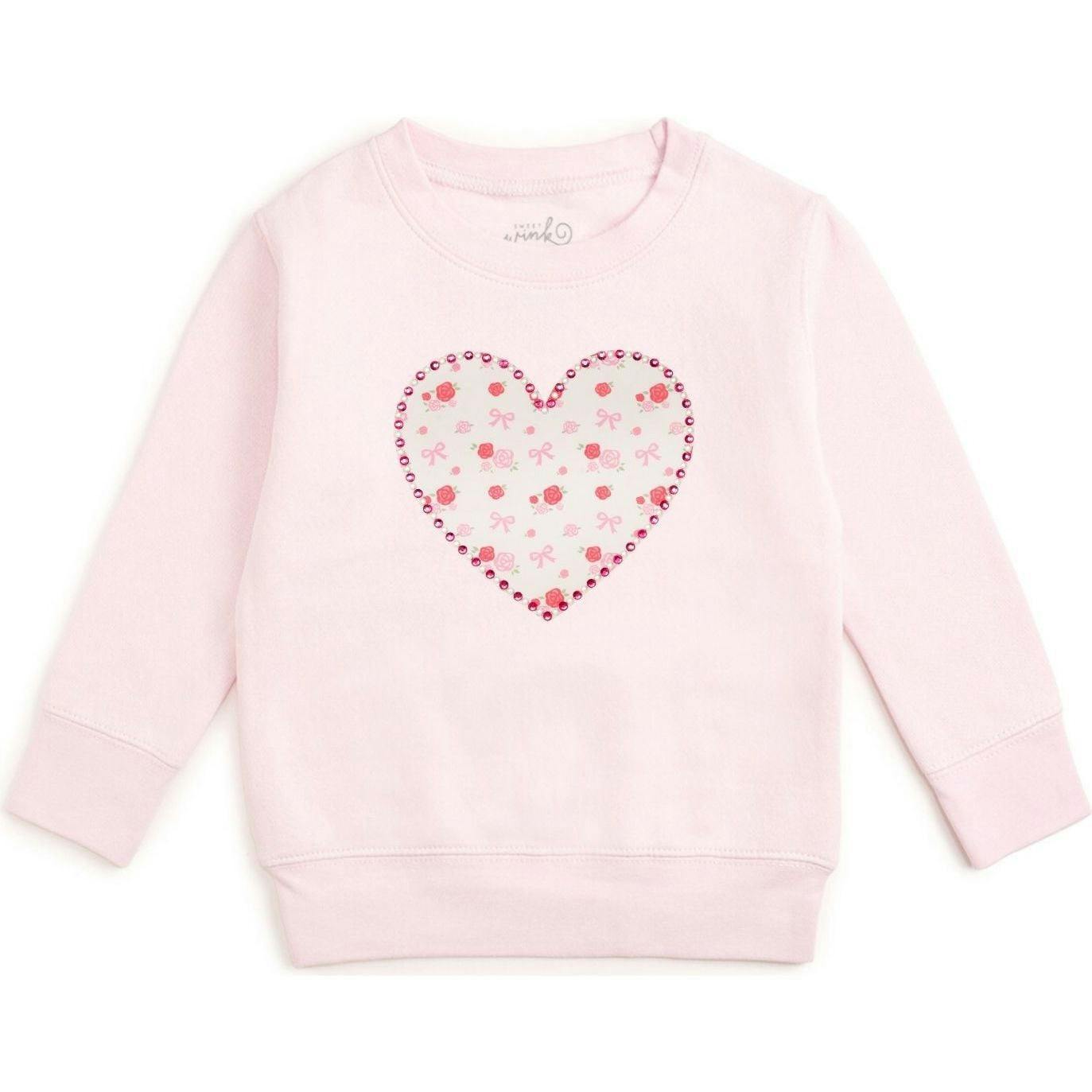 Dainty Rose Pearl Heart Patch Sweatshirt