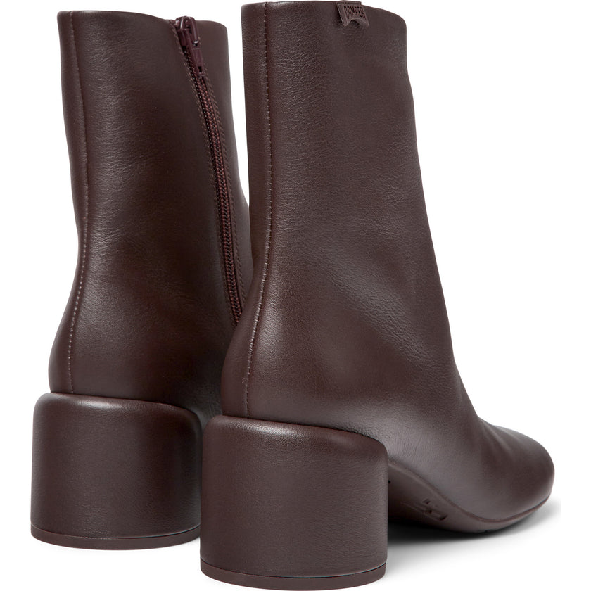 Women's Niki Zipped Block Heel Leather Boots, Burgundy
