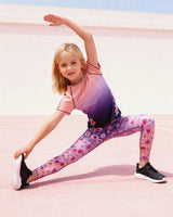 Athletic Short Sleeve Top In Recycled Polyester Pink To Black Gradient