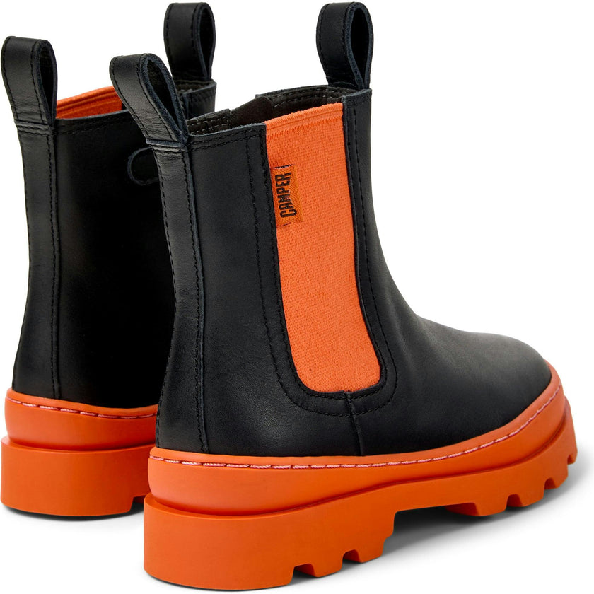 Kids Brutus Urban Style 360 Degree Stitched Boots, Black