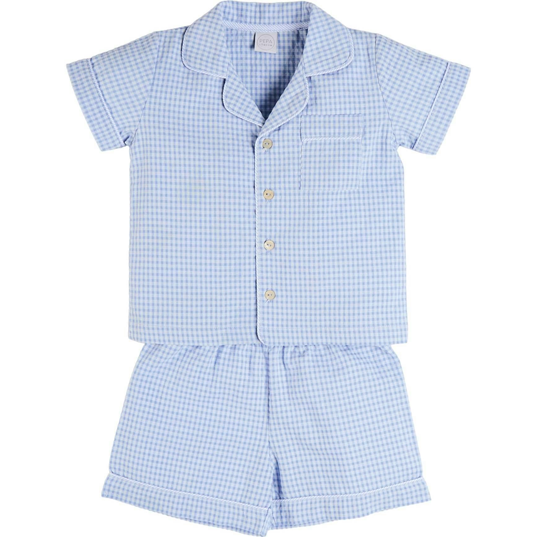 Beauchamp Gingham Short Pyjamas in Blue (18mths- 10yrs)