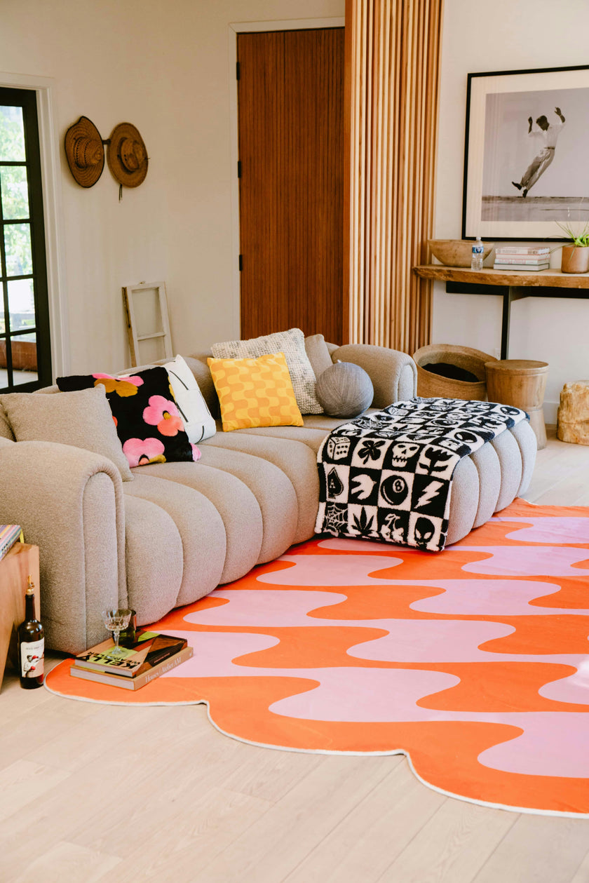 Pastel Irregular Shaped Wavy Rug by Johann Banta