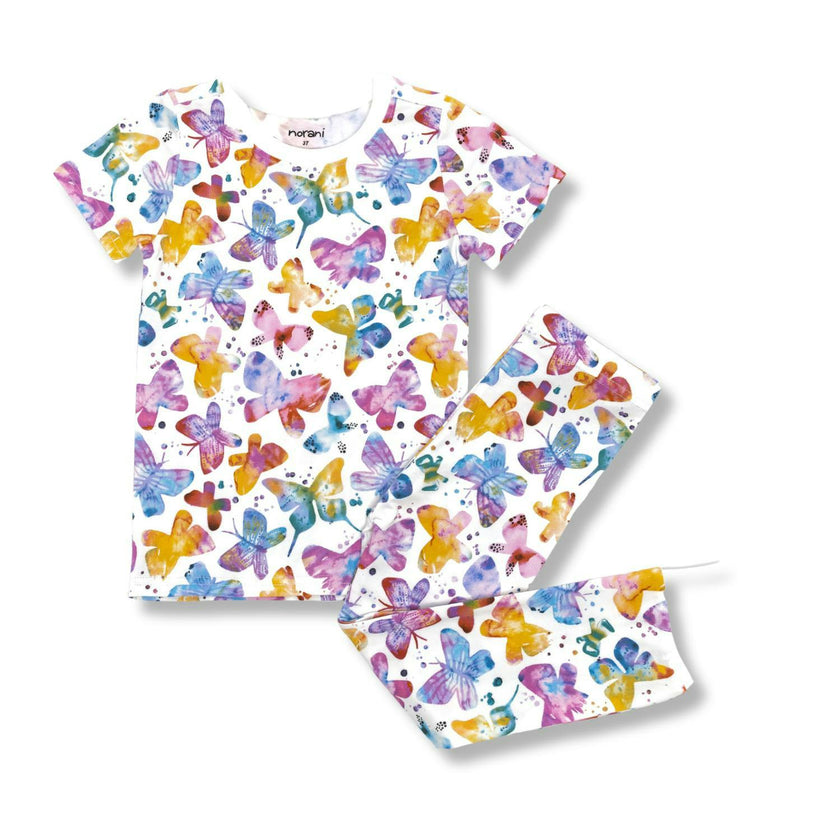 Organic Short Sleeve Kids Pajamas - Butterflies