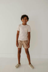 Boys Short Sleeve Pocket Shirt in Antique White