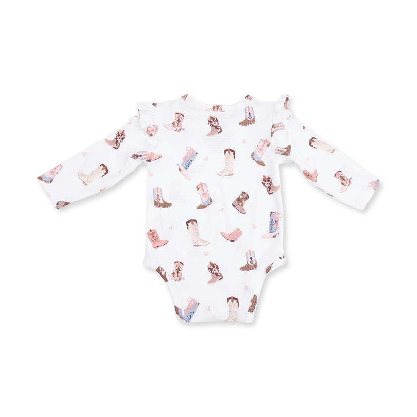 Buckarette Boots - Ruffle Sleeve Bodysuit with Snap Shoulder
